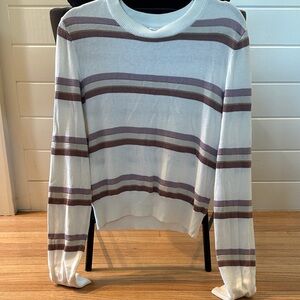 Spiritual Gangster Striped Women's Sweater - White and Brown